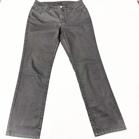 Lafayette 148 Black Charcoal Straight Leg Denim Jeans Size 6 - Picture 2 of 8